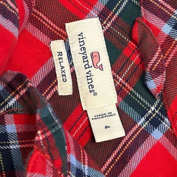 Vineyard Vines women’s‎ red plaid button down long sleeve relaxed blouse size 4 - Picture 2 of 6